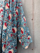 Load image into Gallery viewer, Kimono Maxi Paisley Block Print Turquoise/Red