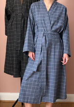Load image into Gallery viewer, Kimono Khadi Check Grey Dove Blue Unisex Style