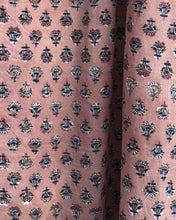 Load image into Gallery viewer, Dress Maxi Kaftan Block-Print Dusty Sand Pink Blue