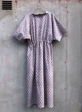 Load image into Gallery viewer, Dress Maxi Kaftan Block-Print Udaipur Dove Blue/Dusty Pink