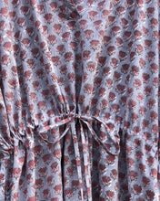 Load image into Gallery viewer, Dress Maxi Kaftan Block-Print Udaipur Dove Blue/Dusty Pink