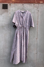 Load image into Gallery viewer, Dress Maxi Kaftan Block-Print Udaipur Dove Blue/Dusty Pink