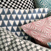 Load image into Gallery viewer, Mix of organic cotton cushion covers in canvas with geometric blockprints