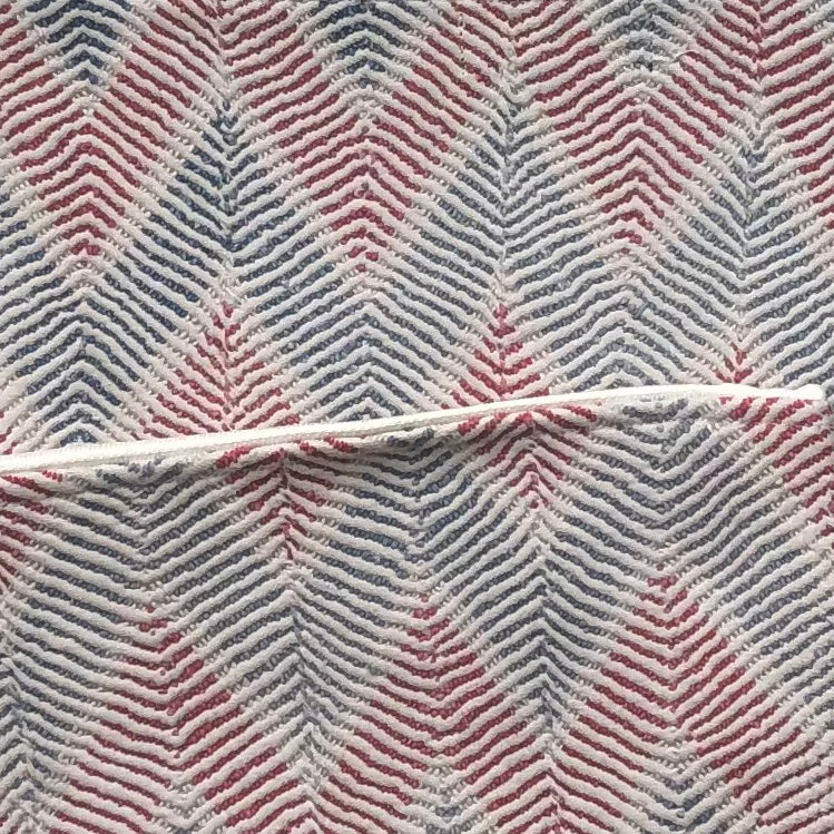 Vintage Embroidery Pouch Marin - Pale Red Blue Zig-Zag