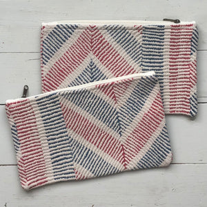 Vintage Embroidery Pouch Marin - Red Blue Geometric