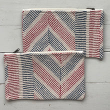 Load image into Gallery viewer, Vintage Embroidery Pouch Marin - Red Blue Geometric