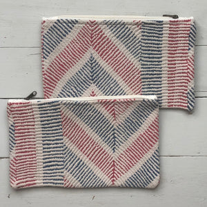 Vintage Embroidery Pouch Marin - Red Blue Geometric