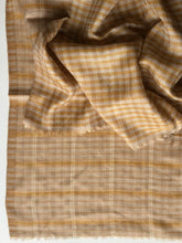 Load image into Gallery viewer, Scarf Reversible Checks Fine Wool Beige/Honey Yellow