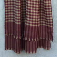 Load image into Gallery viewer, Scarf Handwoven Small Check Burgundy Wool