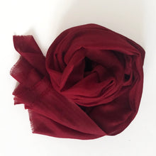 Load image into Gallery viewer, rolled-up dark red  scarf on a white background