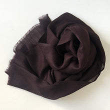 Load image into Gallery viewer, Dark brown scarf on a white background