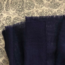Load image into Gallery viewer, navy blue wool scarf on grey marble paper background