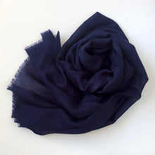 Load image into Gallery viewer, Scarf Sheer Wool Navy Blue Iris