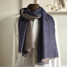 Load image into Gallery viewer, Two Tone Silky Wool Blue/Beige