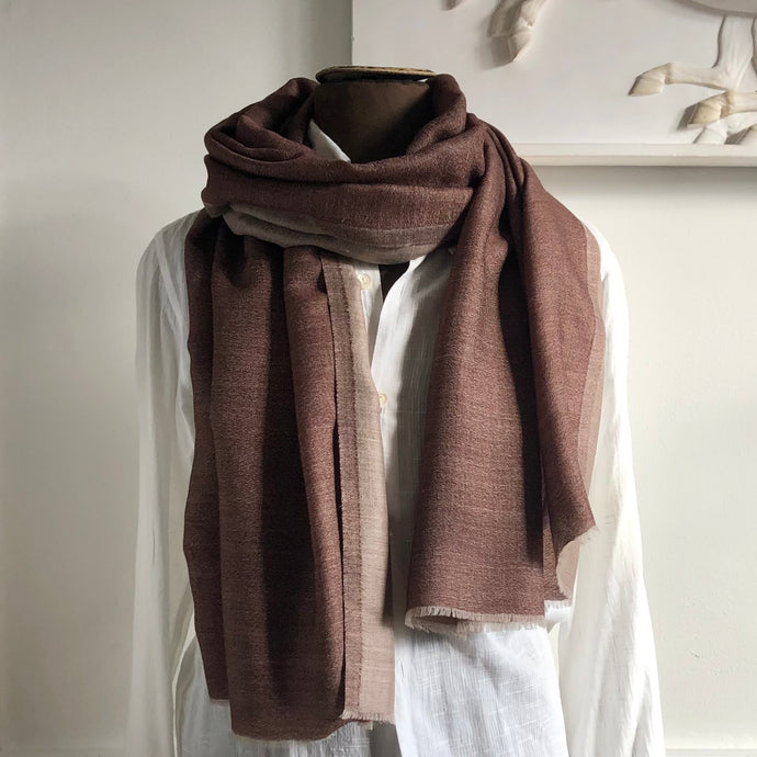 Scarf Two Tone Silky Wool Nougat Brown/Beige
