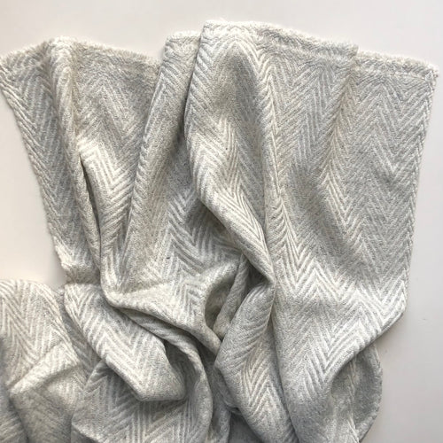 Scarf Chevron Cashmere Wool Silver Grey/Off White