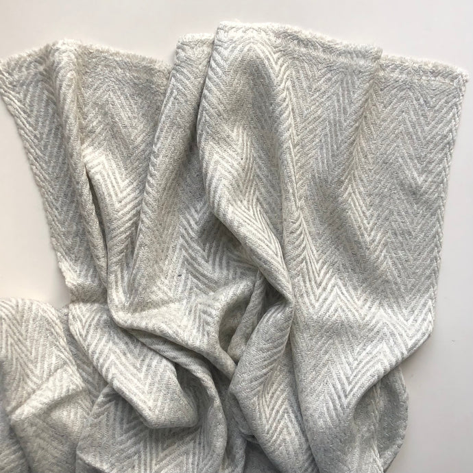 Scarf Chevron Cashmere Wool Silver Grey/Off White