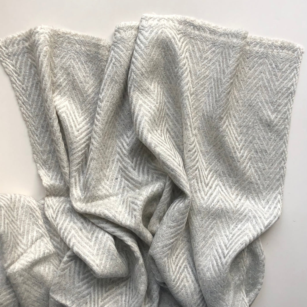 Scarf Chevron Cashmere Wool Silver Grey/Off White