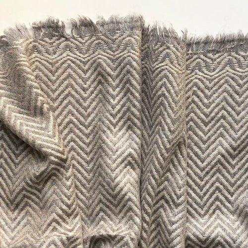 Scarf Chevron Cashmere Wool Taupe/Ecru