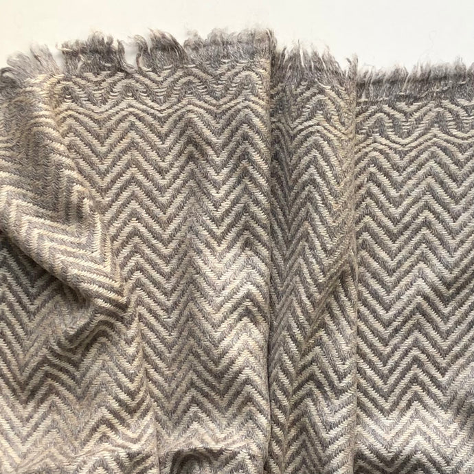 Scarf Chevron Cashmere Wool Taupe/Ecru