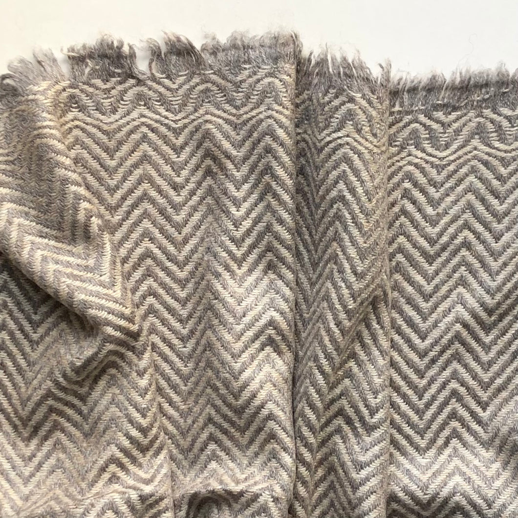 Scarf Chevron Cashmere Wool Taupe/Ecru