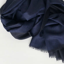 Load image into Gallery viewer, Scarf Two Tone Silky Wool Midnight Blue/Black – 1 pc only