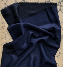 Load image into Gallery viewer, Scarf Two Tone Silky Wool Midnight Blue/Black – 1 pc only