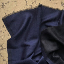 Load image into Gallery viewer, Scarf Two Tone Silky Wool Midnight Blue/Black – 1 pc only