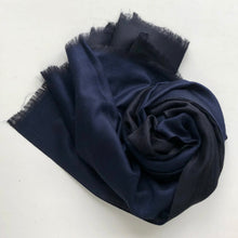 Load image into Gallery viewer, Scarf Two Tone Silky Wool Midnight Blue/Black – 1 pc only