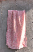 Load image into Gallery viewer, Scarf Facet Block Print Cotton/Silk Rose Pink and Emerald Green