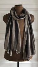 Load image into Gallery viewer, Scarf Block Stripe Brown Black Wool
