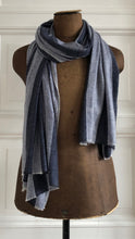 Load image into Gallery viewer, Scarf Block Stripe Blue Black Wool