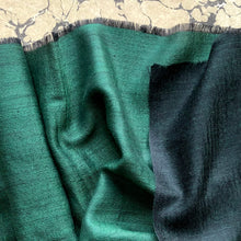 Load image into Gallery viewer, Scarf Two Tone Silky Wool Emerald Green/Black – 1 pc only