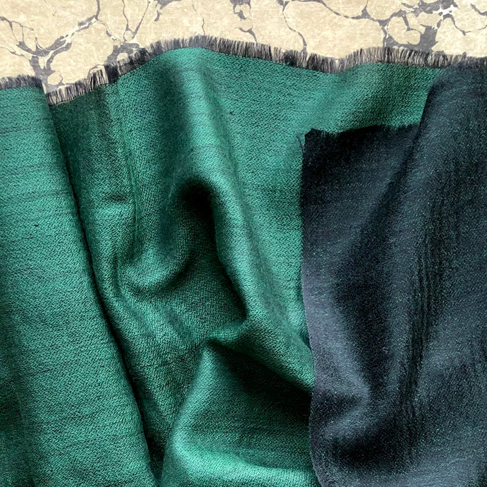 Scarf Two Tone Silky Wool Emerald Green/Black – 1 pc only