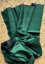Load image into Gallery viewer, Scarf Two Tone Silky Wool Emerald Green/Black – 1 pc only