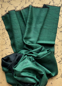 Scarf Two Tone Silky Wool Emerald Green/Black – 1 pc only