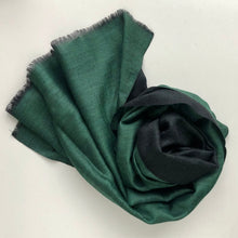 Load image into Gallery viewer, Scarf Two Tone Silky Wool Emerald Green/Black – 1 pc only