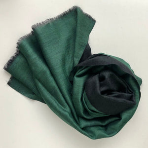 Scarf Two Tone Silky Wool Emerald Green/Black – 1 pc only