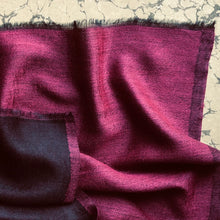 Load image into Gallery viewer, Scarf Two Tone Silky Wool Dark Fuchsia Pink/Black – 1 pc only