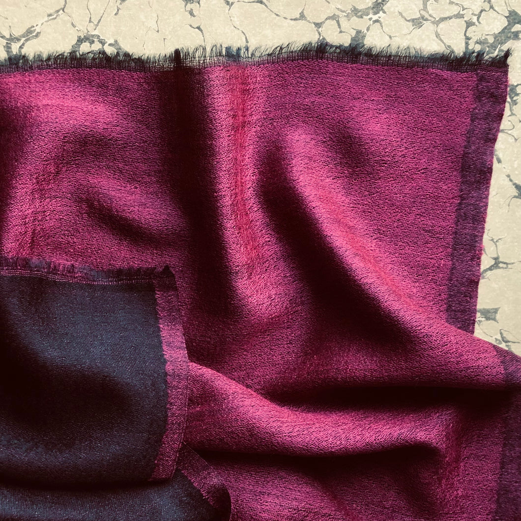 Scarf Two Tone Silky Wool Dark Fuchsia Pink/Black – 1 pc only