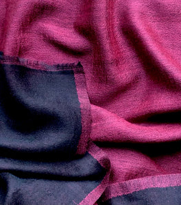 Scarf Two Tone Silky Wool Dark Fuchsia Pink/Black – 1 pc only