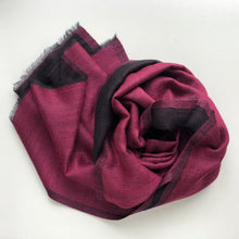 Load image into Gallery viewer, Scarf Two Tone Silky Wool Dark Fuchsia Pink/Black – 1 pc only