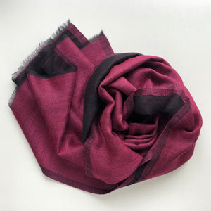 Scarf Two Tone Silky Wool Dark Fuchsia Pink/Black – 1 pc only