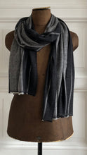 Load image into Gallery viewer, Scarf Wide Stripe Charcoal Black Wool