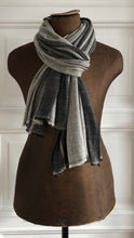 Load image into Gallery viewer, Scarf Wide Stripe Grey Black Wool