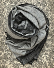 Load image into Gallery viewer, Scarf Wide Stripe Grey Black Wool