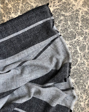 Load image into Gallery viewer, Scarf Wide Stripe Grey Black Wool