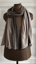 Load image into Gallery viewer, Scarf Wide Stripe Light Nougat Brown Black Wool