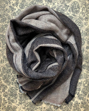 Load image into Gallery viewer, Scarf Wide Stripe Light Nougat Brown Black Wool