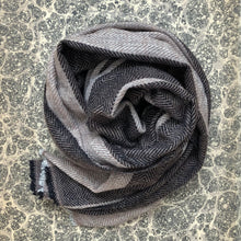 Load image into Gallery viewer, Scarf Wide Stripe Light Nougat Brown Black Wool